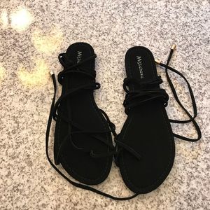 Black tie up sandals